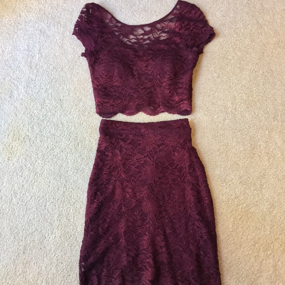 Speechless Dresses Short Lace Maroon Two Piece Homecoming Dress